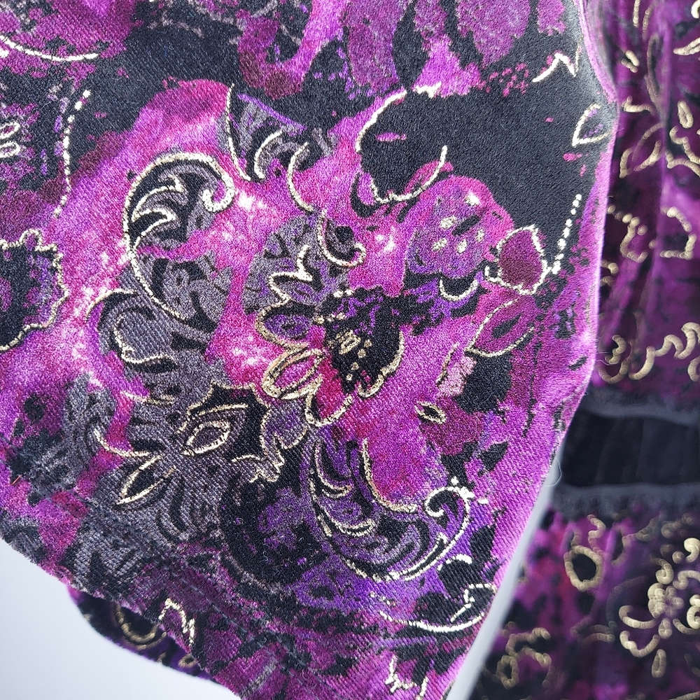 Y2K Velvet Empire Tie Waist Flare Sleeve Top Womens 2X Purple Witchy Whimsigoth - Picture 4 of 13